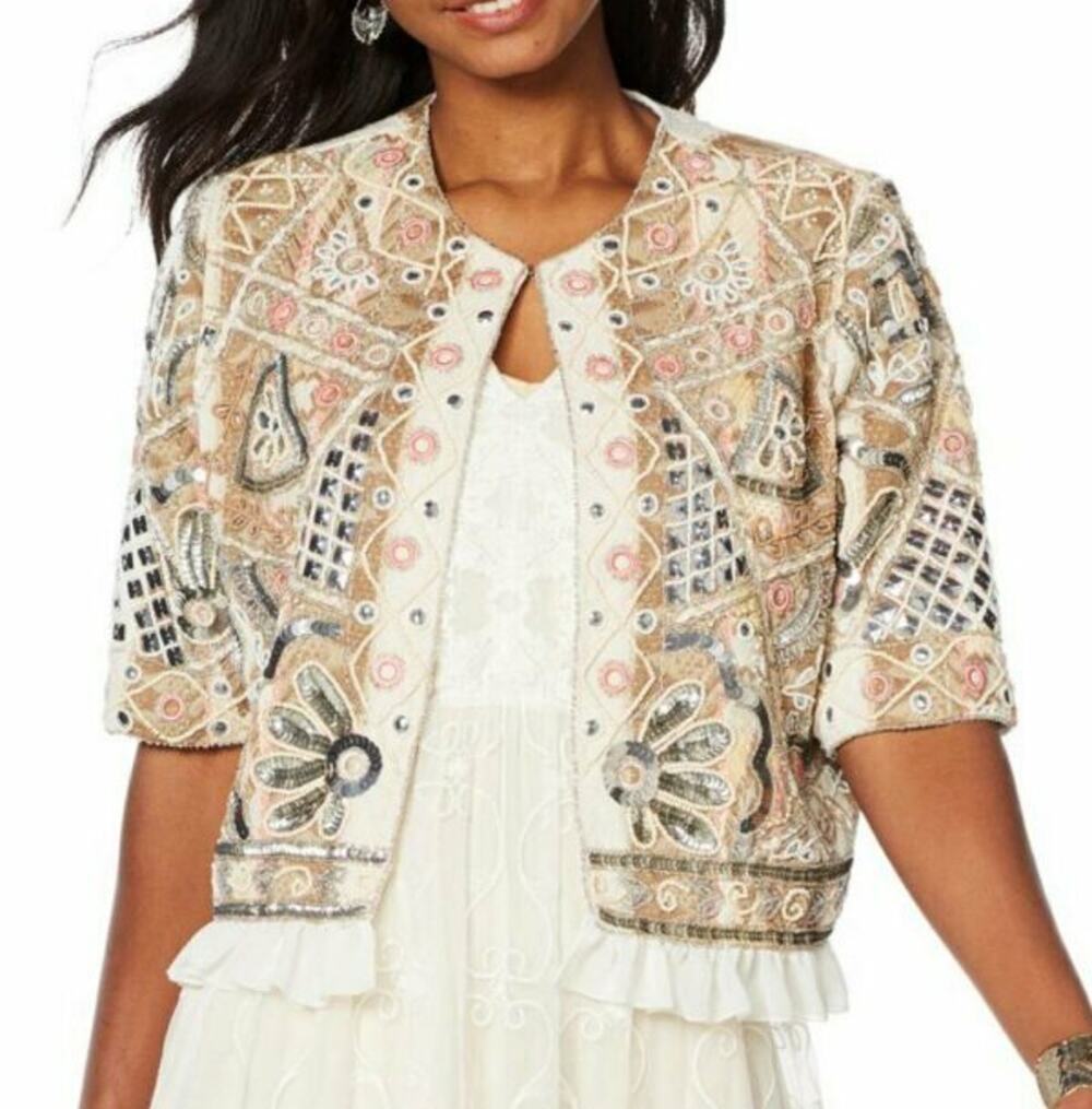 NEW LABELLUM HILLARY SCOTT HERO EMBELLISHED EMBROIDERED JACKET SIZE MEDIUM